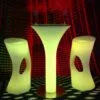 cocktail table led party furniture RGB Round Glass Colorful stainless steel base Outdoor led bar furniture set table and chair - Image 5