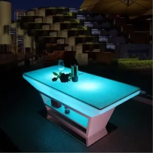 Morden led tea table RGB 16 colors PE led club furniture Bar Table with stainless steel base led furniture table