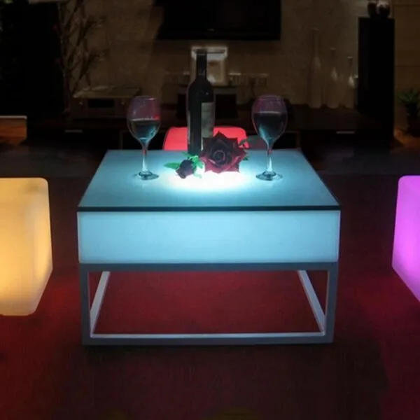 Bar table Square Iron frame base RGBColorful IR Remote battery rechargeable/Bar/KTV/Nightclub outdoor bar led furniture - Image 4