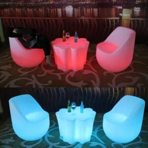 Five Leaves LED Bar table 70D*46H RGB Colorful KTV/club remote control RGB light IP65 Outdoor LED furniture garden table
