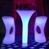 cocktail table led party furniture RGB Round Glass Colorful stainless steel base Outdoor led bar furniture set table and chair - Image 2